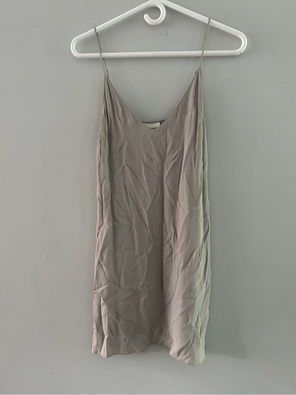 Aritzia Wilfred Free Vivienne Mini Slip Dress Taupe Grey Size XS Minimalist